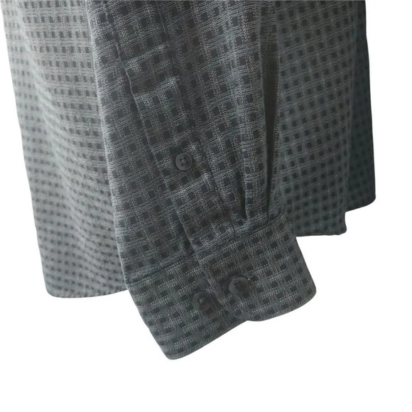 Arrow Checked Button Down Shirt Gray Black M - Picture 6 of 8